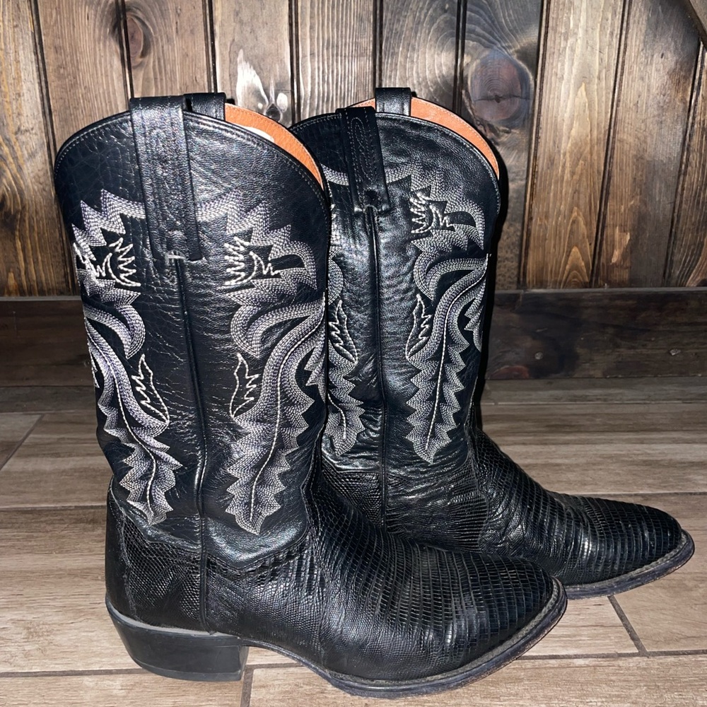 Black Dan Post Leather Cowboy Boots, Size 10